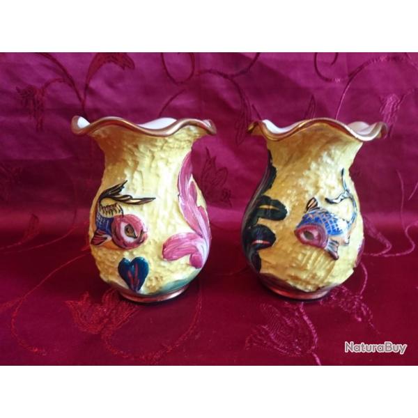 K�rina Monaco paire de vases c�ramique � d�cor de fond marin stylis�