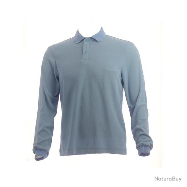 Polo bleu ciel double face manches longues personnalisation au choix flocage
