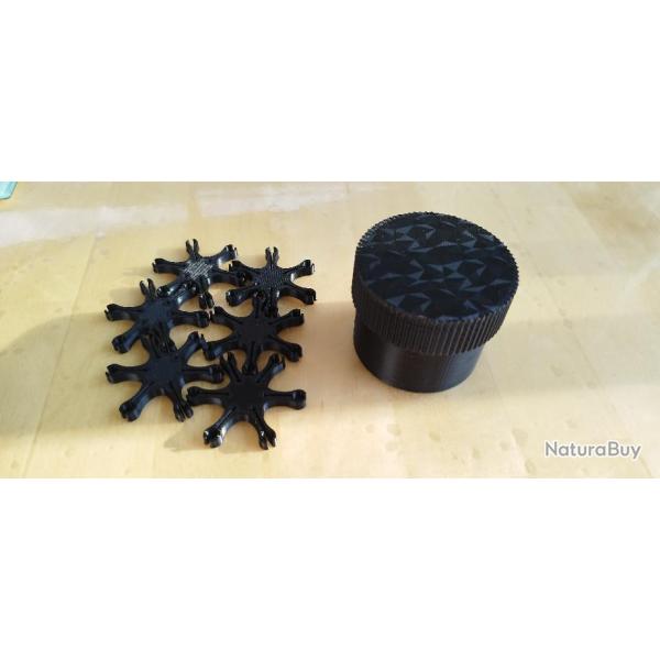 Boite pour porte amorces poudre noire + 6 �toiles porte amorces