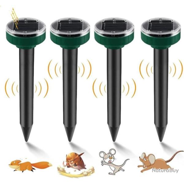 Lot de 4 R�pulsifs Solaire Ultrasonique Rat Souris Taupe Serpent Jardin Pelouse Protection 24h