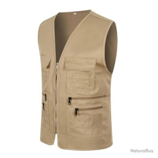 Gilet de p�che - Veste multi poches respirante BEIGE