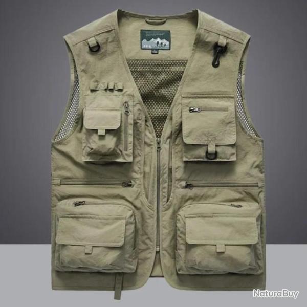 Gilet de chasse tactique d'�t� pour homme BEIGE