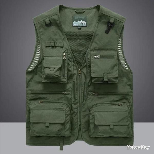 Gilet de chasse tactique d'�t� pour homme VERT