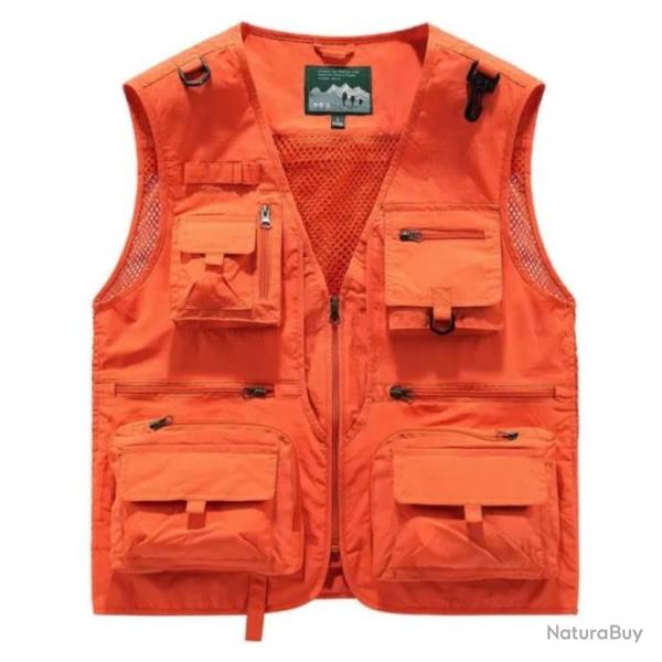Gilet de chasse tactique d'�t� pour homme ORANGE