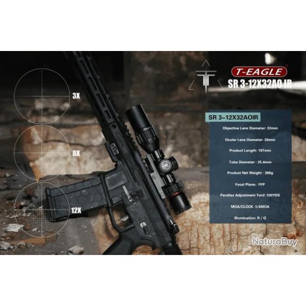 T-Eagle Lunette De Vis�e SR 3-12x32 AOIR Paiement en 3 ou 4 fois - LIVRAISON GRATUITE !!!