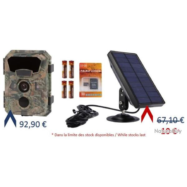OFFRE SPECIALE - Pack tout inclus Pi�ge photographique PIE1066 + panneau solaire 6V