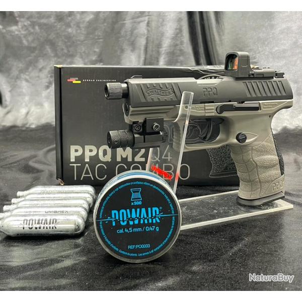 Pack Laser pr�t � tirer PISTOLET "WALTHER PPQ M2" - Q4 TAC COMBO 4,6'' - Plombs 4.5MM AVEC VISEUR RD