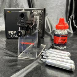 Pack laser pr&ecirc;t &agrave; tirer PISTOLET WALTHER "PDP COMPACT 4'' - CO2 - CAL BB/4.5MM