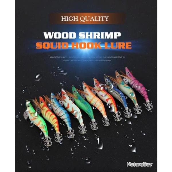 10 pi�ces 3.0 3D yeux leurre de p�che app�t dur Wobbler calmar Jig leurre avec sac