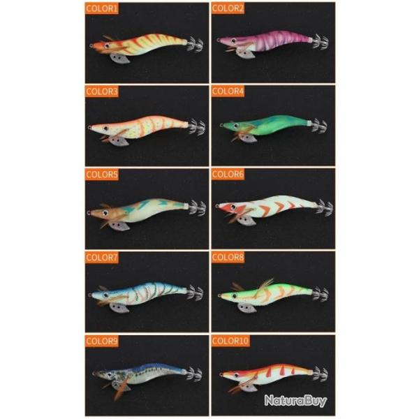 10 pi�ces 3.0 3D yeux leurre de p�che app�t dur Wobbler calmar Jig leurre avec sac. A
