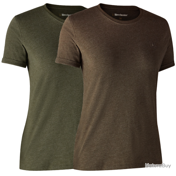 Lot de 2 tee shirt femme Vert et Marron DEERHUNTER