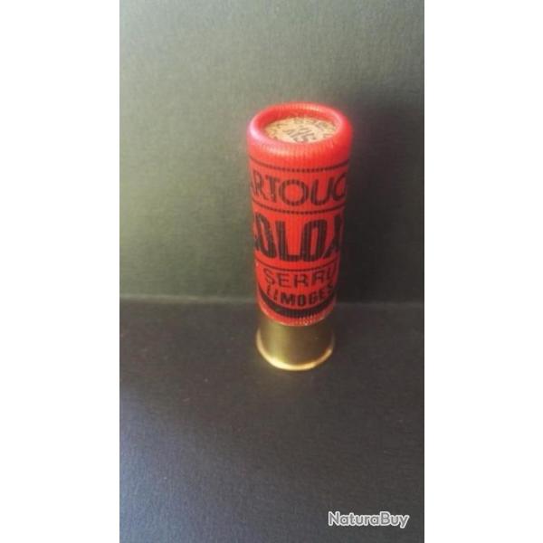 BELLE  CARTOUCHE ANCIENNE NON RECHARGEE EN PLASTIQUE ARMURERIE SERRU LIMOGES  .