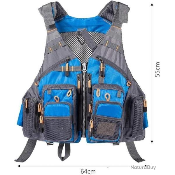 Gilet de P�che 18 Poches Taille Unique � Sangle R�glable Ultra L�ger Portable P�che Chasse