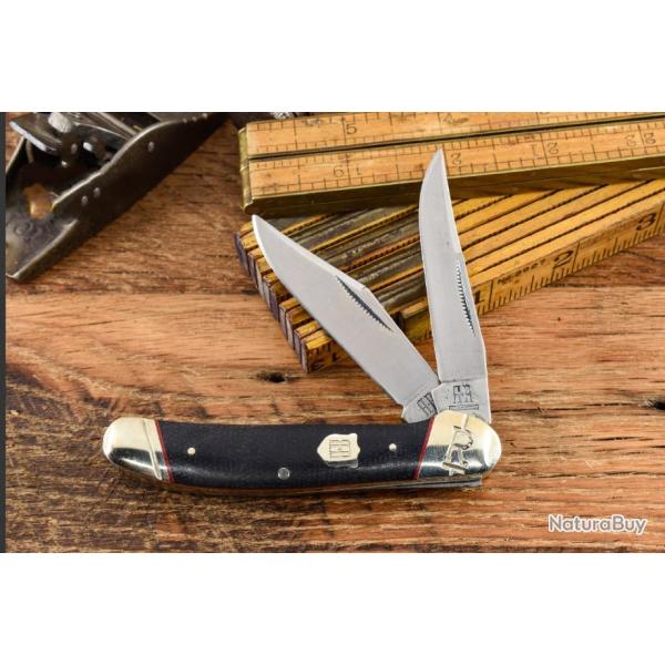 Couteau Rough Ryder Highland Stockman Black Micarta 2 Lames Acier 440 Slip Joint RR2385