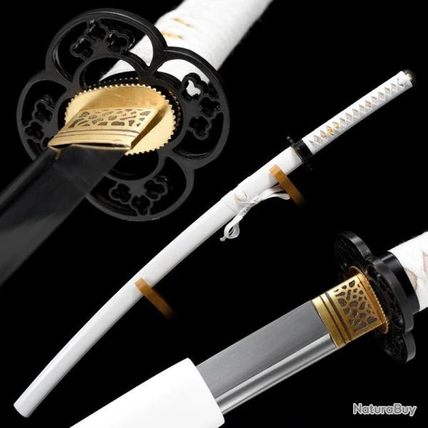 V�ritable Katana Japonais Blancs forg� � la main m�thode ancestrale. Sabre en Acier 1060