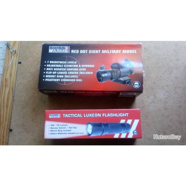 lot airsoft lampe tactique luxeron flashlight +red dot sight military model