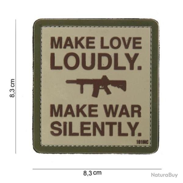 Patch 3D PVC Make love loudly sable avec velcro | 101 Inc (0001 0869)