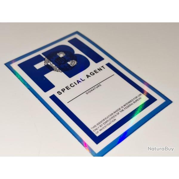 FIN RDUCTION! NOUVEAU! REPRODUCTION BADGE / CARTE FBI HOLOGRAPHIQUE !