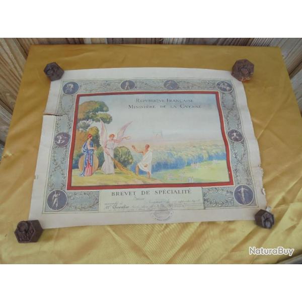 Brevet de Sp�cialit� 1929 Boxeur Raoul Chevalier Minist�re de la Guerre
