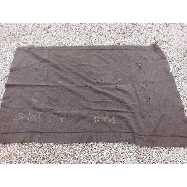 FRANCE WWII Couvre pieds troupe laine dat� 1931 Dans son jus Peu Fr�quent