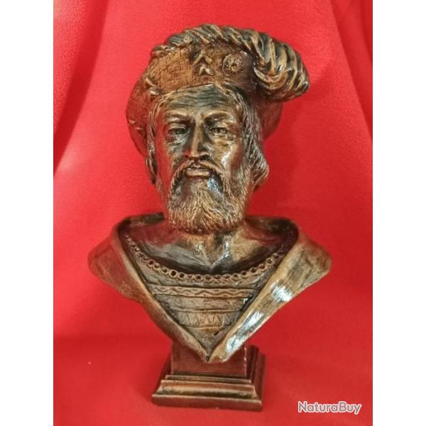 Buste de Fran�ois 1er Roi de France avec patine bronze