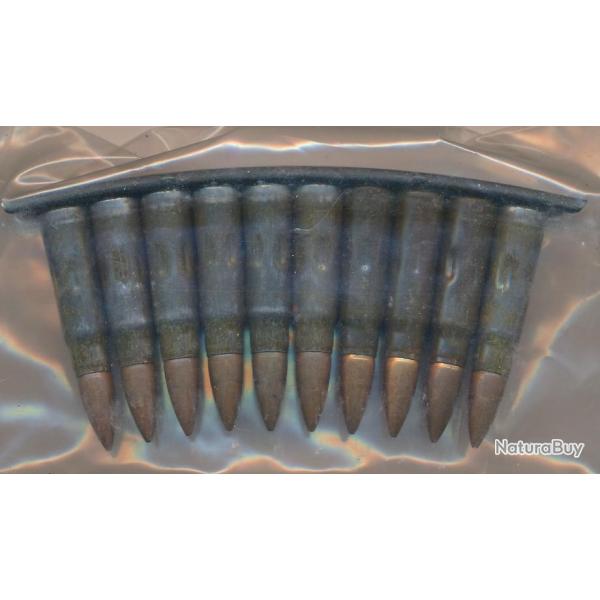 10 CARTOUCHES  de 7,62x39 KALA SUR CLIP Inerte de manipulation FABRICATION  Pologne traces d'usage