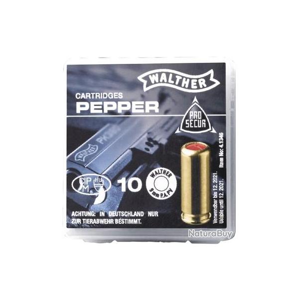 MUNITIONS A GAZ POIVRE WALTHER 9mm PAK BTE 10