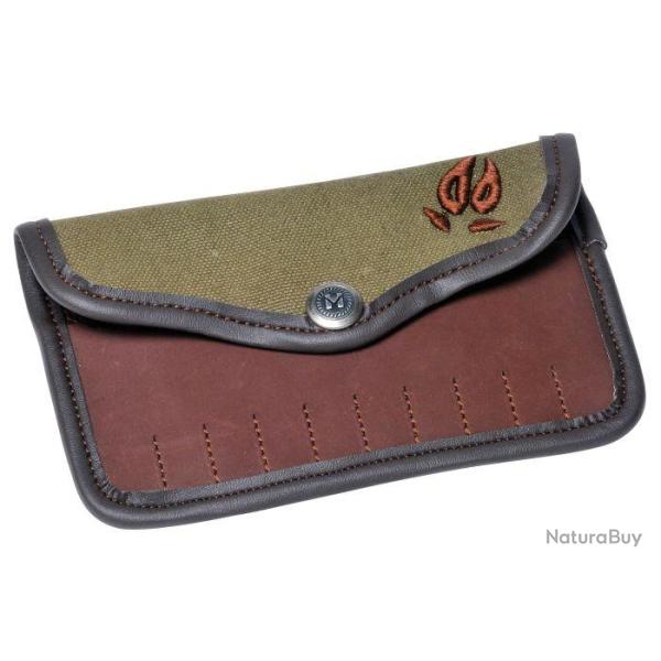 Pochette � balle Januel toile et cuire broderie sanglier - 10 Tubes