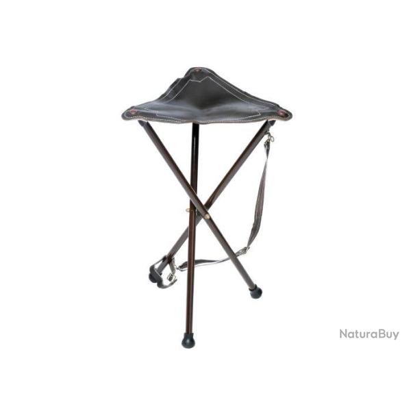 Si�ge tr�pied Januel m�tal et dessus croute marron - 65 cm