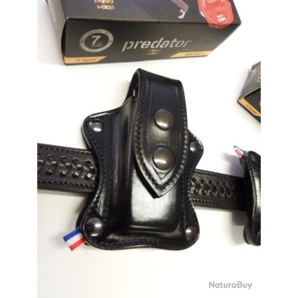 Etui de couteau pliant cuir , port horizontal et vertical , fabrication artisanale fran�aise