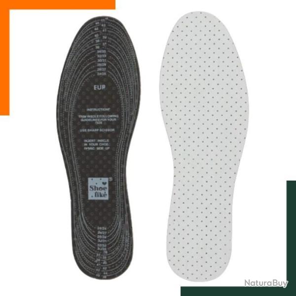 Lot de 2 paire de semelle anti-odeur Antibact�rien - 34 � 46 - Latex et charbon - Livraison rapide