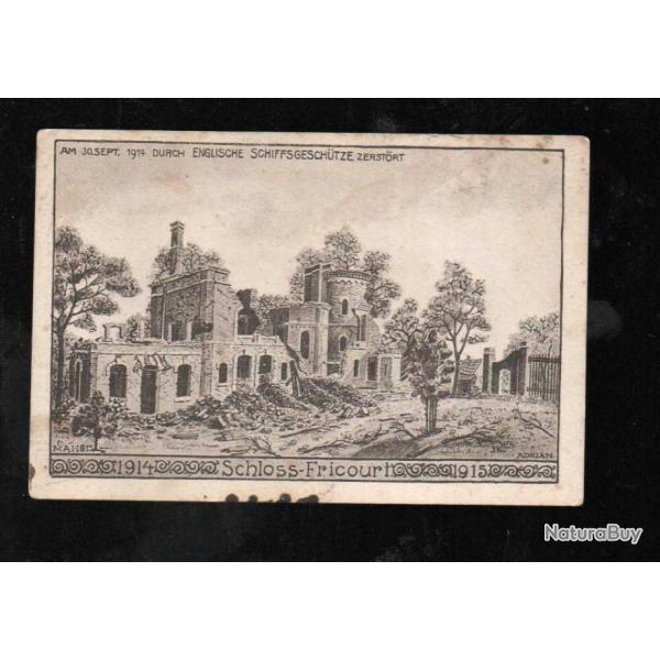 fricourt somme carte allemande �glise d�truite par illustrateur sohac strassburg