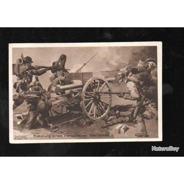 charge de fantassins allemands sur artilleurs fran�ais avec canon de 75 , f.wehrmann illistrateur