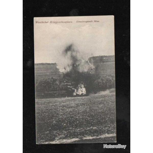 westlicher kriegsshauplatz cpa explosion d'une mine carte allemande , voir l�gende