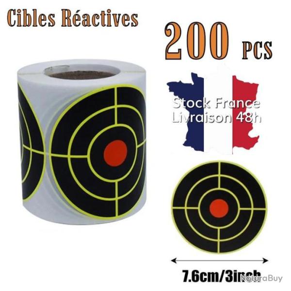 Rouleau 200 cibles ractives autocollante - Cible jaune - Envoi rapide depuis la France
