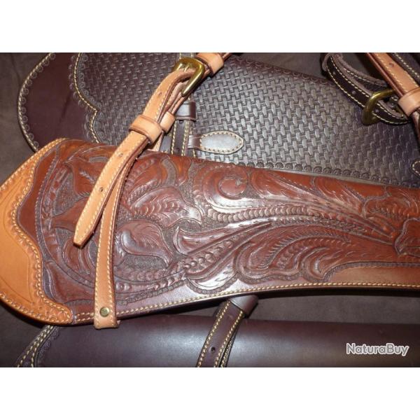 Etui de carabine cuir, gravure main  (ou fusil) fabrication artisanale