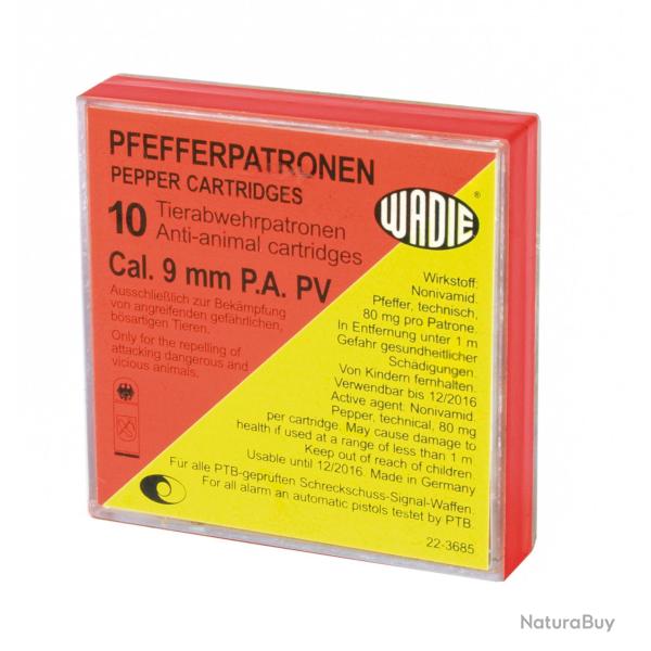 Bote de 10 Cartouches Wadie - A Poivre / 9 mm PAK