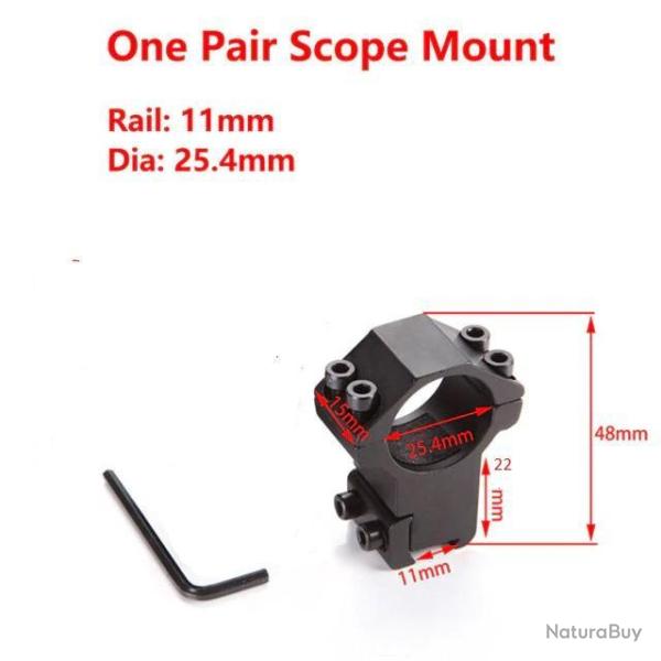 Colliers de montage diam�tre 25.4mm-rail 11mm-haut 21/22 mm