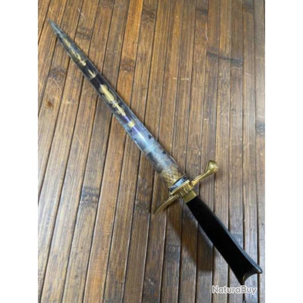 DAGUE XVlll �me LAME BLEU ET OR A TROIS FLEURS DE LYS DEVISE VIVE LE ROY