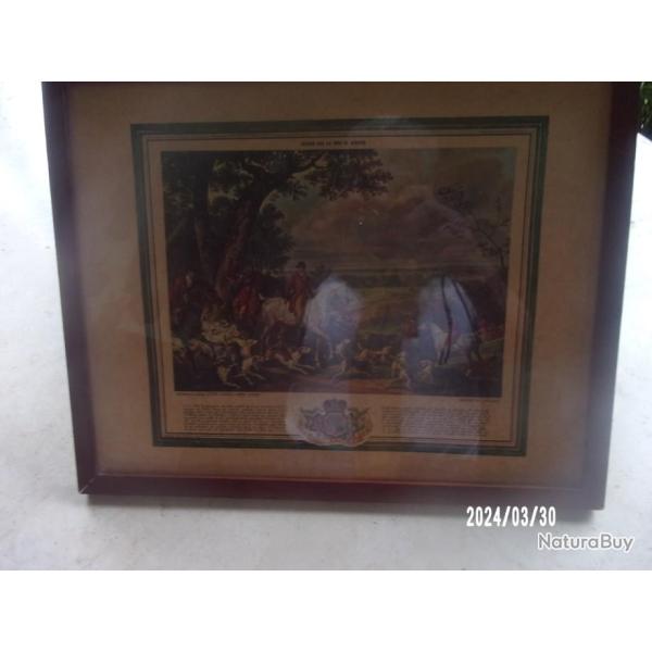 gravure  chasse a courre chasse dans le bois de Meudon