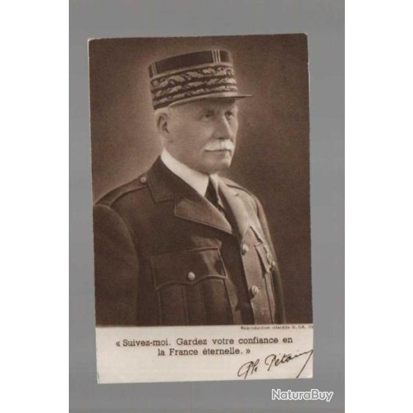 mar�chal p�tain buste , carte postale du secours national , suivez-moi gardez votre confiance en la