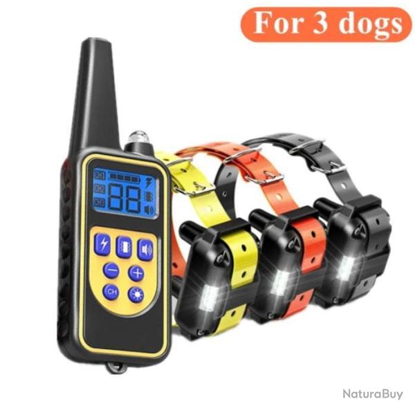 COLLIER de Dressage 3 chiens ....800 METRES �tanche 3 canaux. COLLIER ELECTRIQUE aa