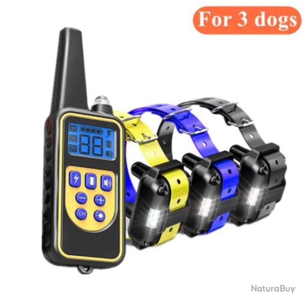 COLLIER de Dressage 3 chiens ....800 METRES �tanche 3 canaux. COLLIER ELECTRIQUE zz