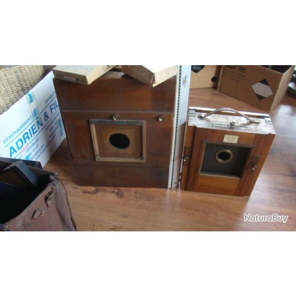 lot de deux appareil photos en bois sortie de grenier