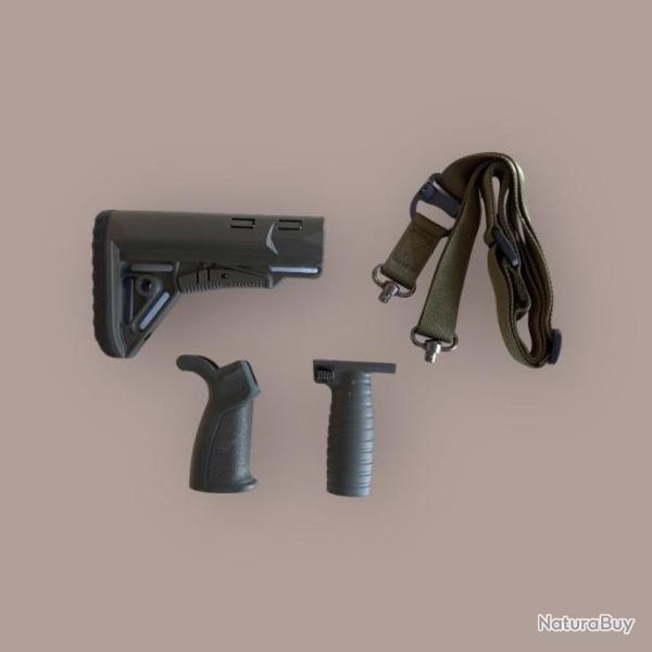 Pack Custom AR15 Crosse + Poign�e + Poign�e avant + Sangle DLG (7G) + Frais de ports offerts