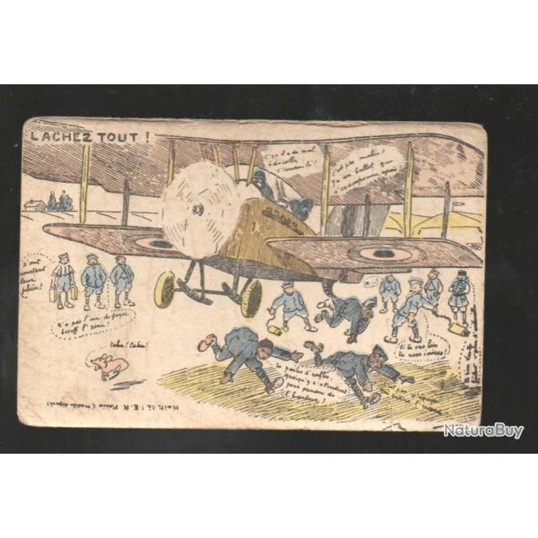 aviation lachez tout carte postale militaire humoristique cpa