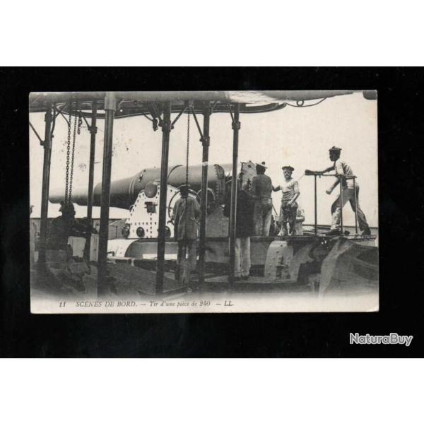 sc�nes de bord tir d'une pi�ce de 240 , marine de guerre  cpa