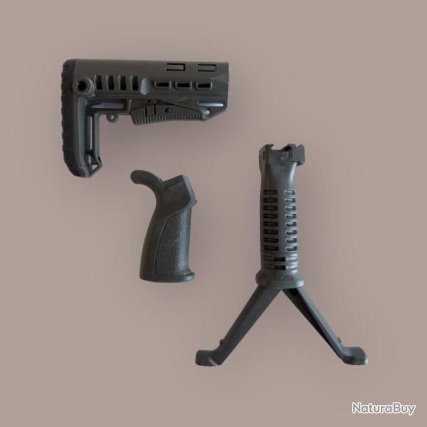 Pack Custom AR15 Crosse + Poign�e + Poign�e avant DLG (17G) + Frais de ports offerts