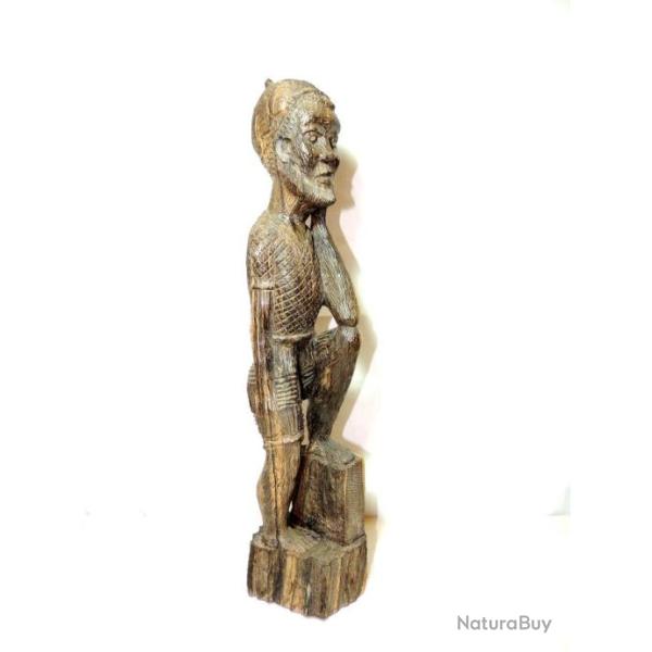 Statuette Africaine Bois BrutAFRIQUE 1920-30 / STATUETTE BOIS HOMME hauteur 53cm