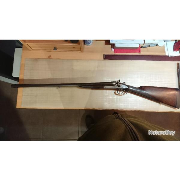 Vds un fusil cal 12 juxtapos  chiens extrieurs  de 1905 preuve poudre T en parfait tat